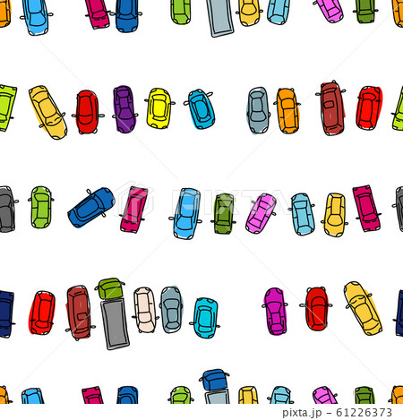 Funny cars on parking space, seamless pattern 61226373