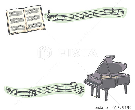 手書き風ピアノ 音符の素材イラストのイラスト素材