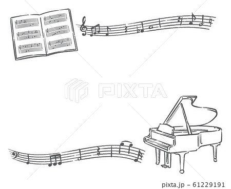 手書き風ピアノ 音符の素材イラストのイラスト素材