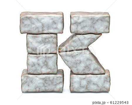 Rock masonry font letter K 3D 61229543