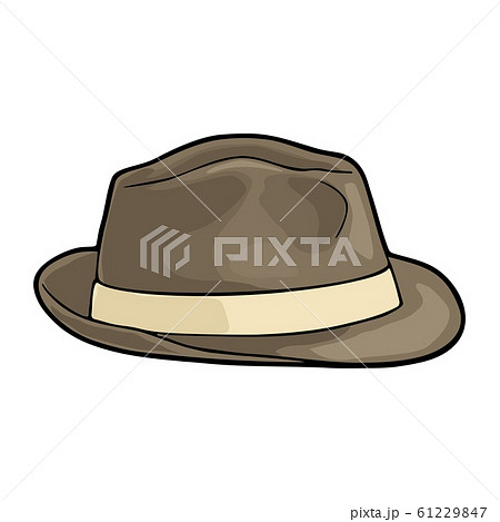 Man hat with ribbon. Vector vintage flat 61229847