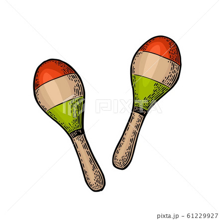 Maracas Vintage Black Engraving Illustration のイラスト素材