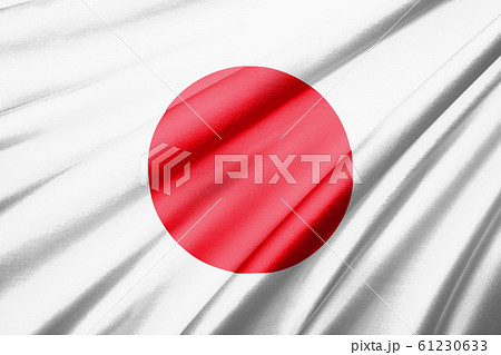 日本の国旗 真俯瞰 シンボル 絹 シルクの質感の国旗のリアルイラストレーション Japanのイラスト素材