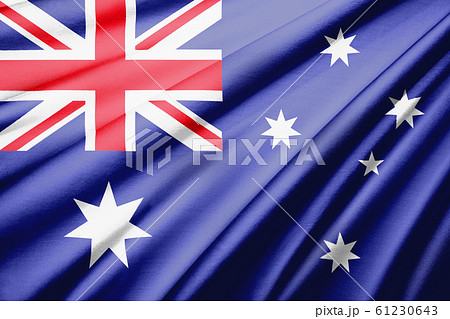 オーストラリアの国旗 真俯瞰 シンボル 絹 シルクの質感の国旗のリアルイラストレーションのイラスト素材