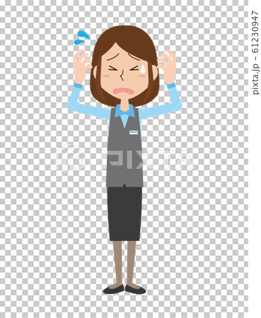Woman receptionist clerk clerk clerk whole body hurry trouble emotion pose Woman receptionist clerk clerk clerk whole body hurry trouble emotion pose 61230947