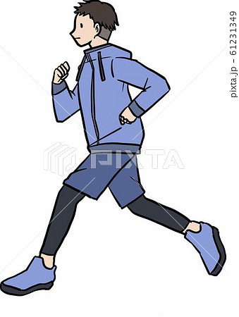 ランニング ジョギング ダイエット 男性 減量 健康のイラスト素材