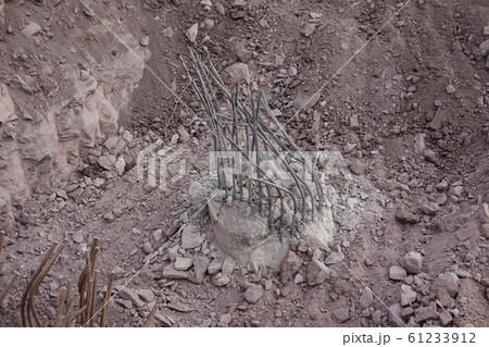 Construction of pile foundation. A series of building factory. Construction of pile foundation. A series of building factory. 61233912