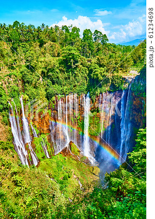 インドネシア ジャワ島 千の滝(Tumpak Sewu Waterfall)の写真素材