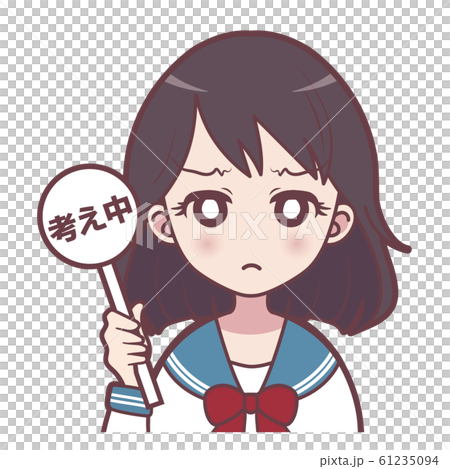 女の子 考え中 学生 のイラスト素材