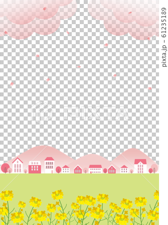 Spring cityscape-cherry blossoms and rape blossoms 61235189