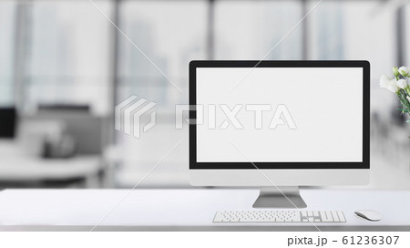 Cropped shot of simple workspace  with blank 61236307