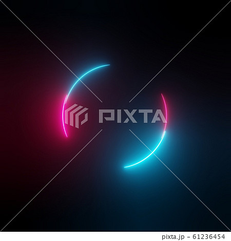 Neon light circle frame on dark background Neon light circle frame on dark background 61236454