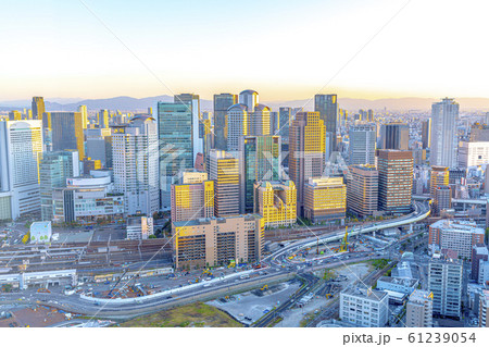 大阪　キタ　都市景観　夕景 61239054