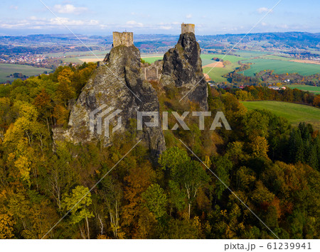 Above view of medieval castle Trosky. Czech Republic Above view of medieval castle Trosky. Czech Republic 61239941
