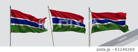 Set of Gambia waving flag on isolated background vector illustration 61240269