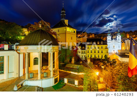 Evening illumination on the streets of Karlovy Vary. Czech Republic Evening illumination on the streets of Karlovy Vary. Czech Republic 61240293