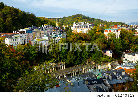 Karlovy Vary overlooking Mill Colonnade, Czech Republic 61240318