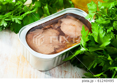 Canned liver of smoked cod with oil Canned liver of smoked cod with oil 61240495