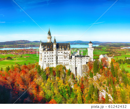 Picturesque view of famous Neuschwanstein Castle 61242432