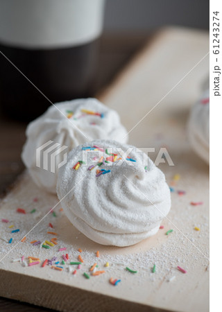 Russian marshmallow on wood table 61243274