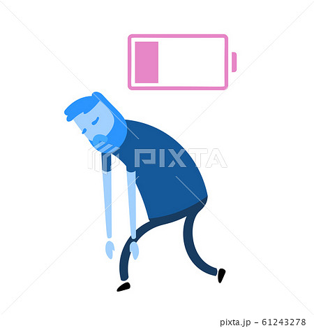 Tired, upset man feeling low. Flat vector illustration. Isolated on white background. Tired, upset man feeling low. Flat vector illustration. Isolated on white background. 61243278