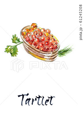 Tartlet with red caviar. Gourmet food, appetizer. Close-up salmon caviar. Delicatessen. Gourmet food. Seafood. Tartlet with red caviar. Gourmet food, appetizer. Close-up salmon caviar. Delicatessen. Gourmet food. Seafood. 61245208