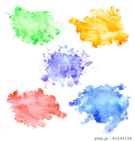 Set of watercolor stains with splashes and stains. 61245734