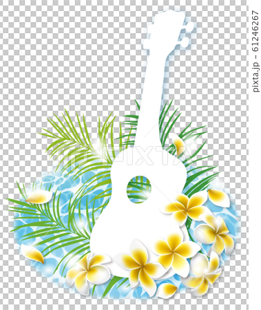 夏季和樂器夏威夷四弦琴水面和雞蛋花垂直 61246267