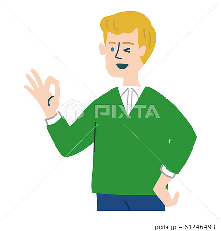 外国人 金髪 男性 Okのイラスト素材