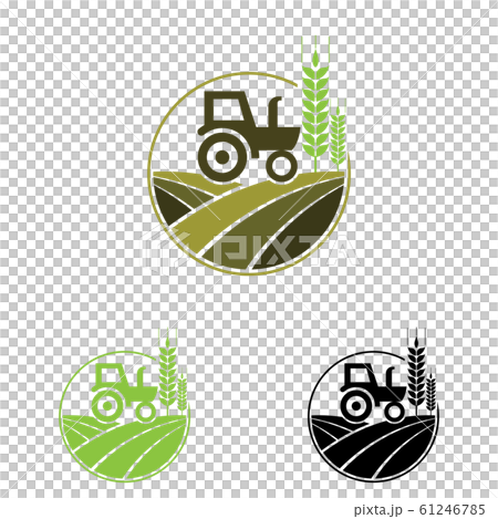 Agriculture and farming with a tractor with cultivator and plow, logo design. Agribusiness, eco-farm and rural country, vector design. Farm industries and agronomy, illustration, 61246785