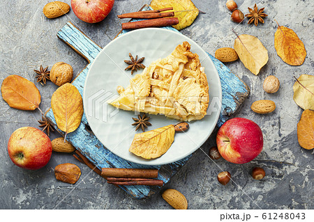 Slice of apple pie 61248043