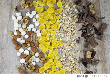 Oatmeal with nuts and chocolate Oatmeal with nuts and chocolate 61248075