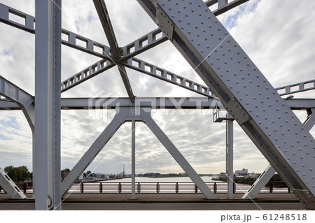 Closeup of a steel bridge frame with rivets Closeup of a steel bridge frame with rivets 61248518