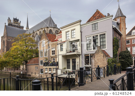 Bridge and canal houses in Dordrecht in the Bridge and canal houses in Dordrecht in the 61248524