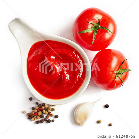 bowl of tomato sauce, isolated on a white background, top view bowl of tomato sauce, isolated on a white background, top view 61248758