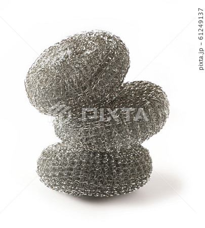 metallic sponges on a white background 61249137