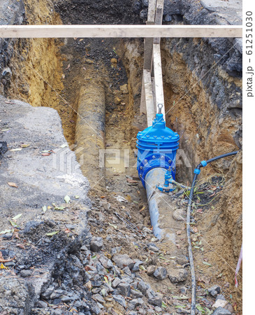 Building of underground shaft for setting valve on Building of underground shaft for setting valve on 61251030