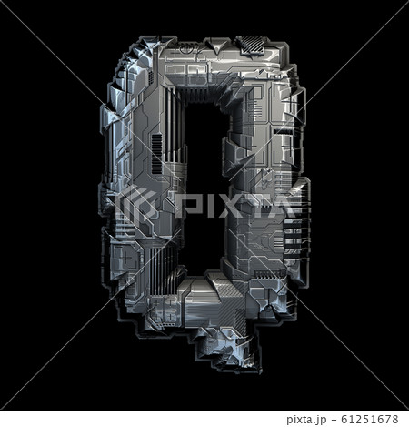 Capital letter Q made of metal isolated on black background. 3d 61251678