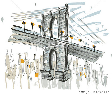 Brooklin brige, NYC, USA. Hand drawn marker sketch 61252417