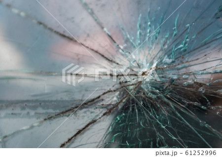 Crack on the windshield of the car glass. Crack on the windshield of the car glass. 61252996