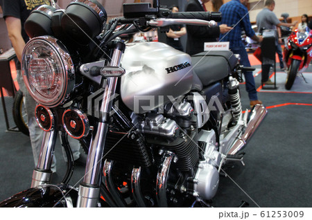 Honda motorcycle brand and logos emblem at the motorcycle body. Honda is one of the famous motorcycles manufactures in the world from Japan. Honda motorcycle brand and logos emblem at the motorcycle body. Honda is one of the famous motorcycles manufactures in the world from Japan. 61253009