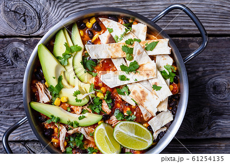 Chicken Taco Soup in a metal pot 61254135
