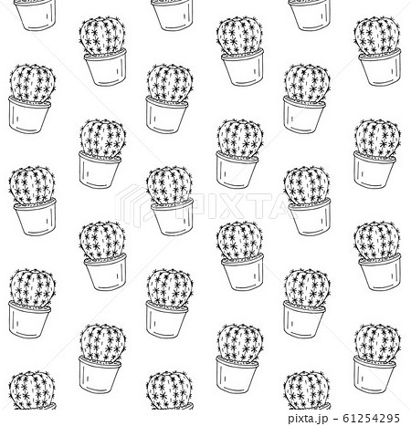 Vector seamless pattern of hand drawn cactus 61254295