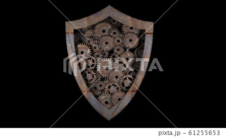 Protection of information. Protection against external threats. Gear mechanism. 3D illustration. 61255653