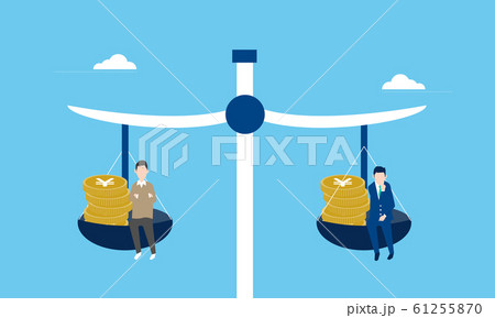 同一労働同一賃金の天秤イメージのイラスト素材