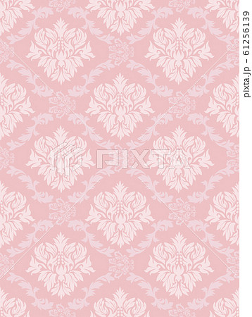 ダマスク柄ピンク系 ダマスク織の背景イラスト シームレスパターン 連続柄 ペールトーン 縦のイラスト素材
