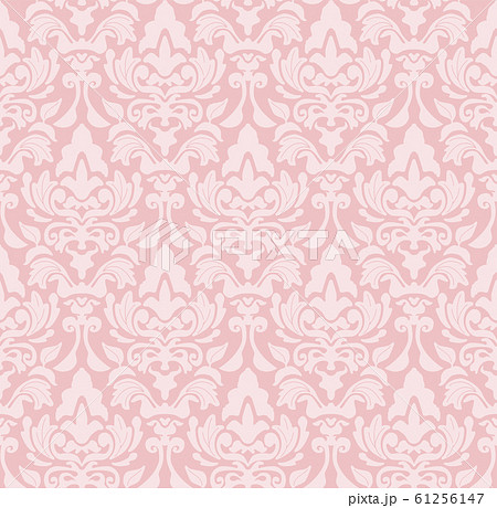 ダマスク柄ピンク系 ダマスク織の背景イラスト シームレスパターン 連続柄 ペールトーン 縦のイラスト素材