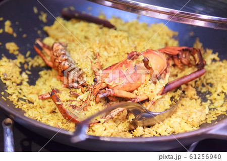 Delicious Homemade Seafood Lobster Paella 61256940