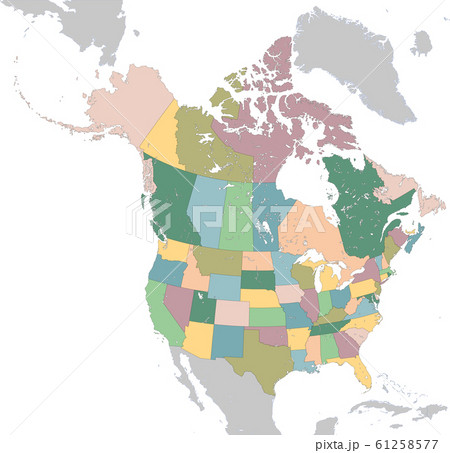 North America Map With Usa And Canadaのイラスト素材