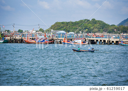 fishing boat at harbor in the ocean sea and 61259017